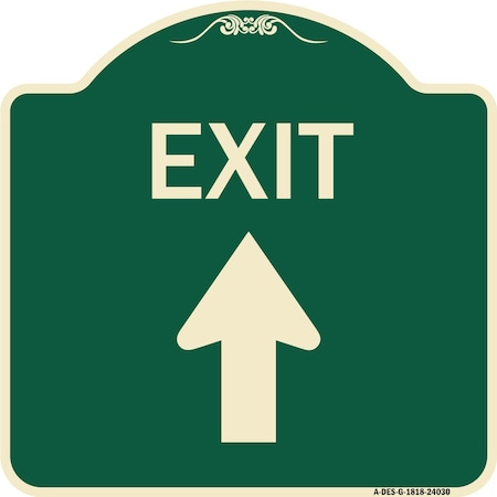 Signmission Exit Exit with Up Arrow Heavy-Gauge Aluminum Architectural Sign, 18" H, 18" L, G-1818-24030 A-DES-G-1818-24030